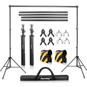 Backdrop Stand, 8.5x10Ft Adjustable Photo Backdrop Stand Kit with 4 Crossbars